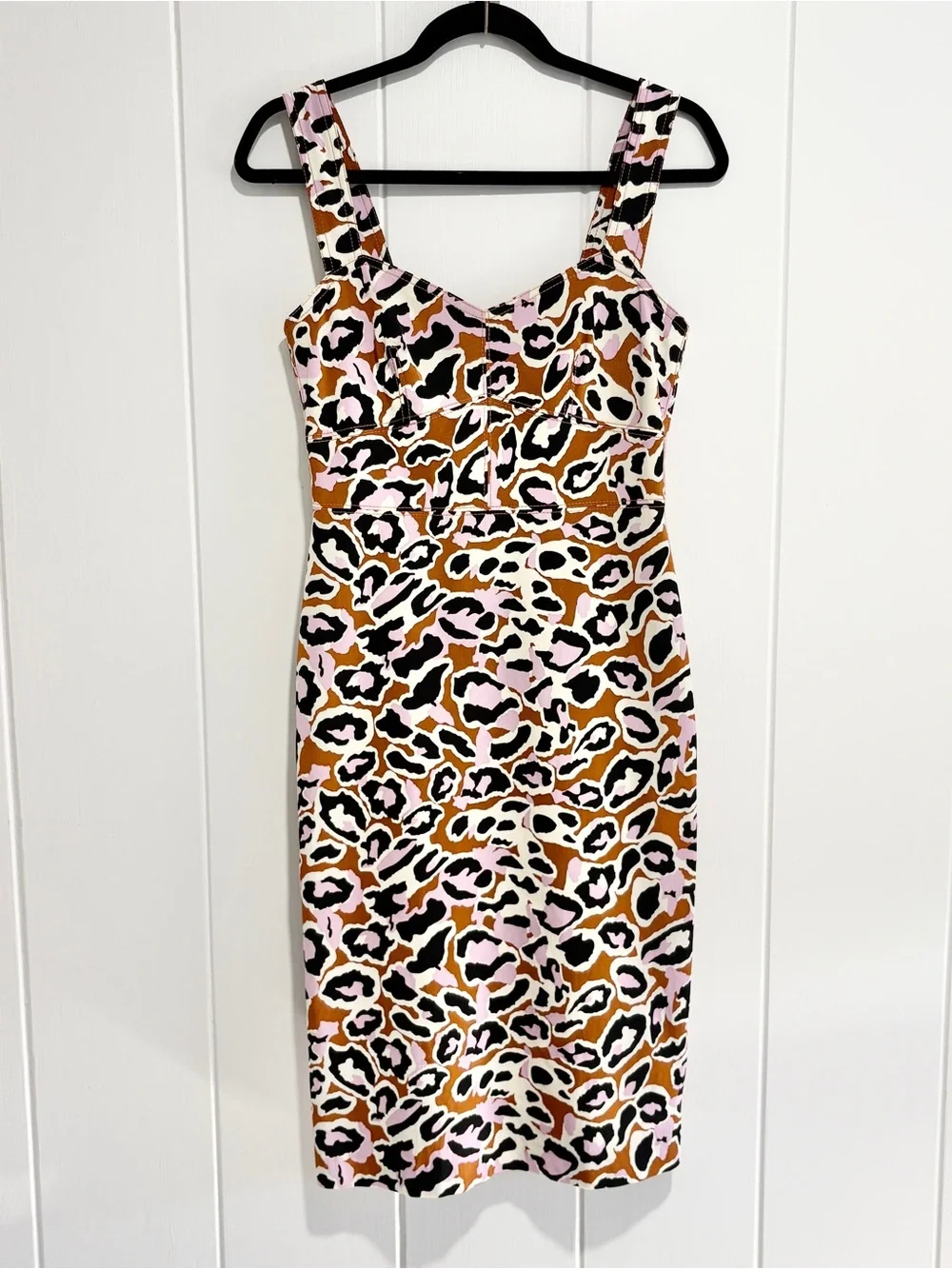 J. Crew Contrast Stitched Sheath Dress All-over Leopard Print Size 2